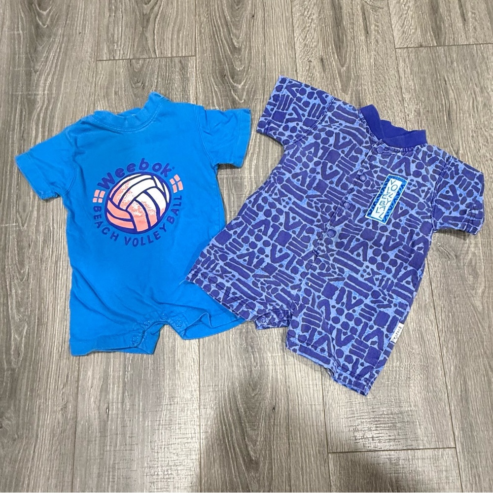 Vintage Weebok (Reebok) Blue and Purple Baby Rompers size 12 months